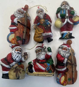 Vintage Santa Claus Mini Blow Mold Christmas Tree Ornaments  Set Of 6 - Picture 1 of 17
