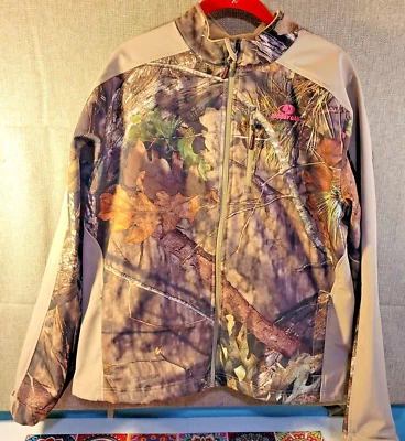 Womens Camo Jacket Mossy Oak Scent Factor Full Zip Size XL 16-18 Pink Accents - Image 1 of 4