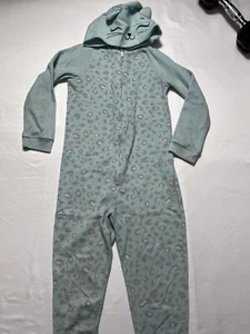 SO Girls Cat 1-Piece Pajamas Green&brown Size 5/6  #B-895 - Picture 1 of 9