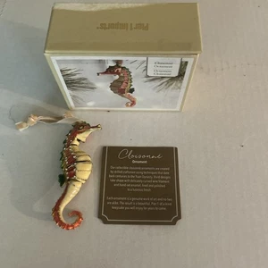 NIBNEW FLAWLESS Articulated PIER 1 IMPORTS Christmas CLOISONNÉ SEAHORSE ORNAMENT - Picture 1 of 5