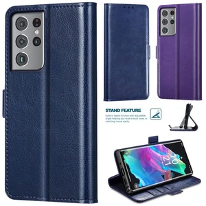 For Samsung Galaxy S21 Ultra Case Protective Leather Folio Wallet Phone Cover - Picture 1 of 25