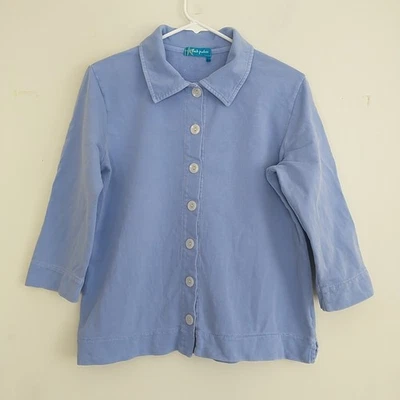 Cárdigan Fresh Produce para mujer S/M*cuello púrpura manga 3/4 algodón de gran tamaño  Foto 1 de 4