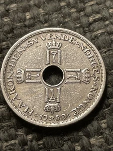 1950 Norway 1 Krone Coin - Picture 1 of 2
