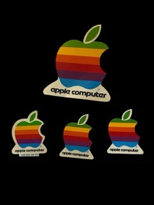 Apple Macintosh Computer Vintage Decals Stickers Rainbow Logo Set of 4 - Afbeelding 1 van 5