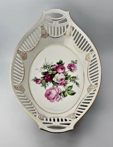 1920s Schumann Germany Porcelain Reticulated Serving Dish Floral 12"x7.75" Mint - Picture 1 of 11