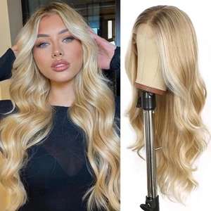 Blonde Short Wavy Wigs for Women, 13X4 Synthetic Lace Front Blonde Wigs with ... - Picture 1 of 9