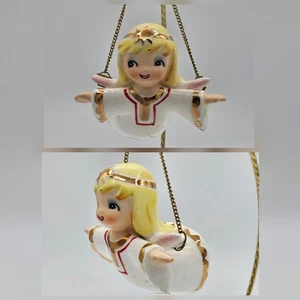 RAR Vintage Lefton fliegender Engel Mädchen Ornament oder Figur Weihnachten kitschig - Bild 1 von 7