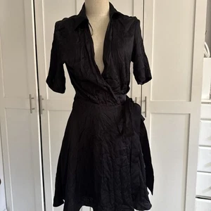 $39.90 NWT Zara XS Wrap Black Dress - Picture 1 of 10