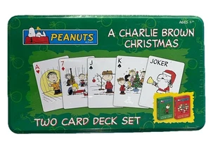 Peanuts A Charlie Brown Christmas 2 Decks Playing Cards Collectable Tin Gift - Picture 1 of 10
