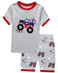 Toddler Boys Pajamas Kids Dinosaur Summer PJS 5T 3# Stars/Monster Truck - Picture 1 of 8