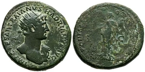 ADRIANO. Dupondio. (Ae. 14,84g/29mm). 118 d.C. Roma. (RIC 161). Anv: Busto radi - Foto 1 di 1