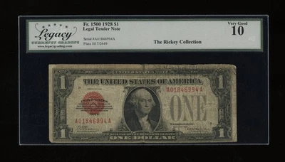 DBR 1928 $1 Legal Fr. 1500 Legacy 10 serie A01846994A Foto 1 de 2