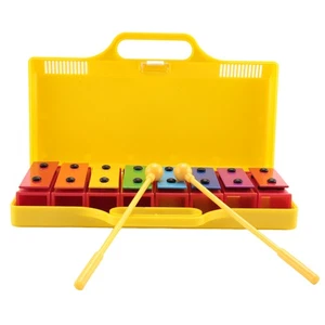 8 Noten Chromatisches Xylophon Glockenspiel Resonator Glocken mit gelbem Koffer X6B5 - Bild 1 von 9