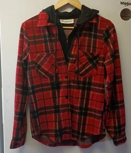 NOBO No Boundaries Flannel Hoodie Black Hood Juniors Size S - Picture 1 of 4