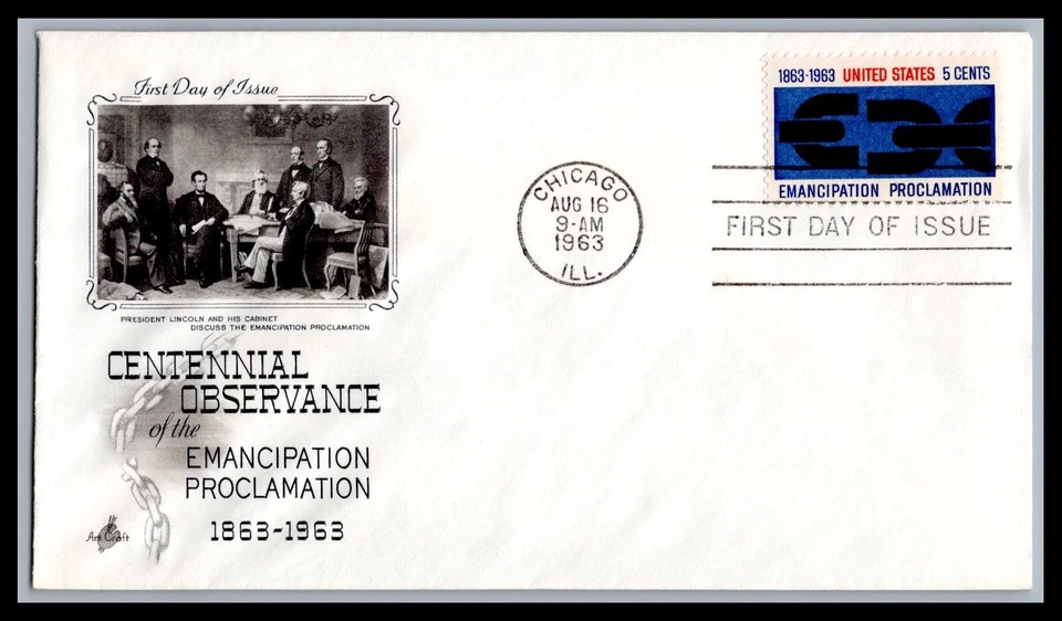 US FDC # 1233 5c Emancipation Proclamation ArtCraft   1963, 9h208 - Image 1 of 1