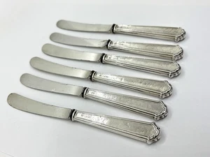 Set of six Antique Edwardian Sterling Silver Handled Tea / Butter Spreaders - Picture 1 of 10