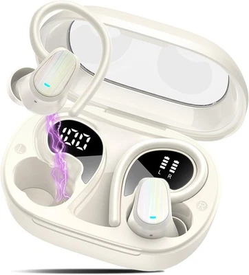 Wireless Earbuds Sport Bluetooth Earhooks LED Display 4 ENC Mic Waterproof 50Hrs - Image 1 of 4