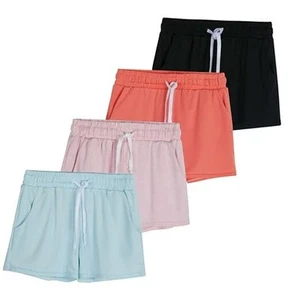  4 Pack: Girls Athletic Performance Dry-Fit Running Shorts with Medium Set 4 - Picture 1 of 7