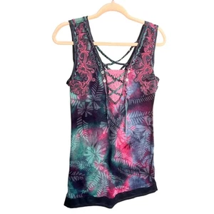 Murmur Womens Strappy V-NeckMini Tie Dye Dress Sz S Y2K Grunge Retro Fairy 2000s - Picture 1 of 14