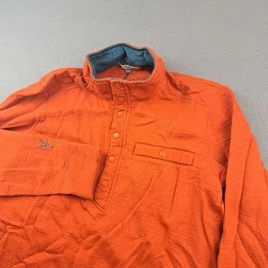 Ibex Merino Wool 1/2 Button Pullover Sweater Henley Medium Burnt Orange USA Made - Picture 1 of 14