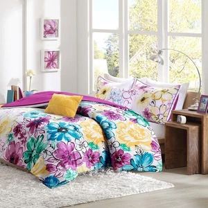 Intelligent Design Comforter Set Vibrant Floral Design, Teen Bedding for Girls B - Picture 1 of 9