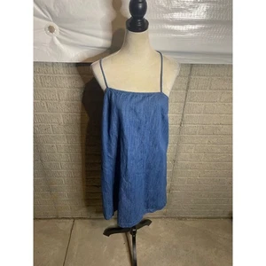 Mini vestido vaquero azul marino antiguo para mujer sin mangas talla L - Imagen 1 de 3