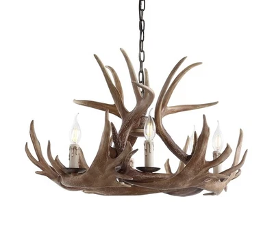 JYL6302A Eldora 28.5" Adjustable Resin Antler 6-Light Chandelier, Rustic, Cot... - Image 1 of 4