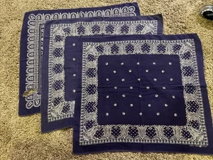 3 Vintage Tiger Bandana Indigo Blau & Weiß Waschung Schnell Farbe Baumwolle Pre-WPL Zahlen - Bild 1 von 24