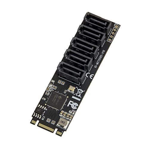 SYBA Multimedia 5 port Non-RAID SATA III 6Gbp/s to M.2 B+M Key Adapter PCI-e 3.0 - Image 1 of 2