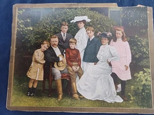 ANTIQUE 1903 COLOR PHOTO THEODORE ROOSEVELT & FAMILY - Picture 1 of 2