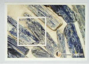 STAMPS BLOCK VARIETY 450 MKW MALAWI KYANITE 2018 GEMSTONE CYANITE RARE RARE! - Picture 1 of 1