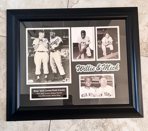 MICKEY Mantle WILLIE Mays Signed JSA PHOTO Autographed FRAMED COA Baseball MLB - Picture 1 of 9