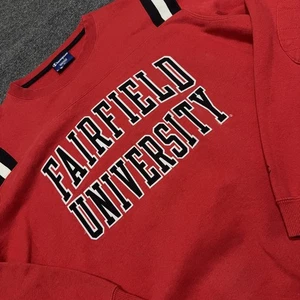 Champion Fairfield University Sweatshirt Mens Medium Crewneck Pullover Striped - Picture 1 of 7