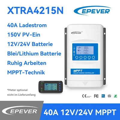 EPEVER 10A20A30A 40A MPPT Solarladeregler 12V 24V Controller Einbau Bluetooth - Bild 1 von 4