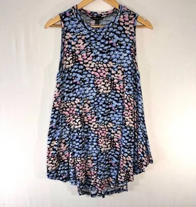 Lane Bryant Women's Top Sleeveless Floral Extreme Swing Blue Pink Size 10/12 - Picture 1 of 6