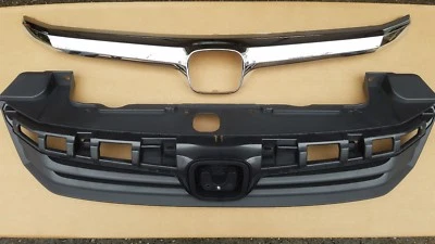 Juego de 2 piezas Honda Civic 2012 4 puertas sedán parachoques delantero rejilla y moldura cromada nuevo par Foto 1 de 2