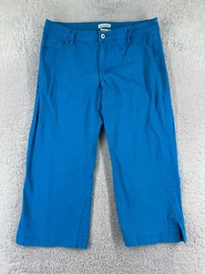 Monroe & Main Pants Womens 12 Blue 100% Cotton Twill Capri Wide Leg Relaxed - Picture 1 of 15