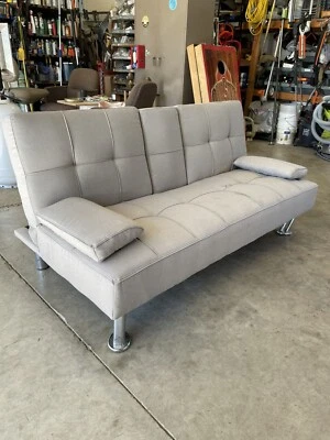 Best choice Products Linen Upholstered Modern Convertible Folding - Image 1 of 4