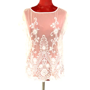 Blusa Forever 21 Rosa Encaje Transparente Sin Mangas Popover Talla S Romántica Femenina - Imagen 1 de 9