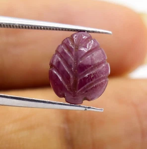 3.16 Ct Natural Ruby Dark Pinkish Red Color Loose Leaf Hand Carving Gemstone - Picture 1 of 11