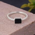 Natural Black Onyx Gemstone Jewelry 925 Sterling Silver Band Ring For Women