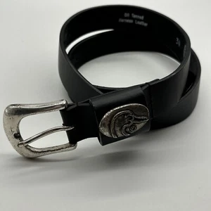Black Leather Belt Men’s 34, Duck Emblem - Picture 1 of 12