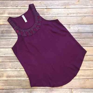 1.3 CMA Plum Beaded Racerback Tank Top Medium EUC - Picture 1 of 5