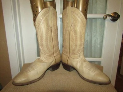 Botas masculinas caubói faroeste Larry Mahan EUA couro marrom macio tamanho 9,5 D - Imagem 1 de 4