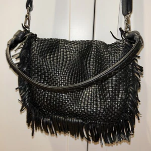Reptile’s House Black Leather Braided Fringed Bag Italy - Bild 1 von 10