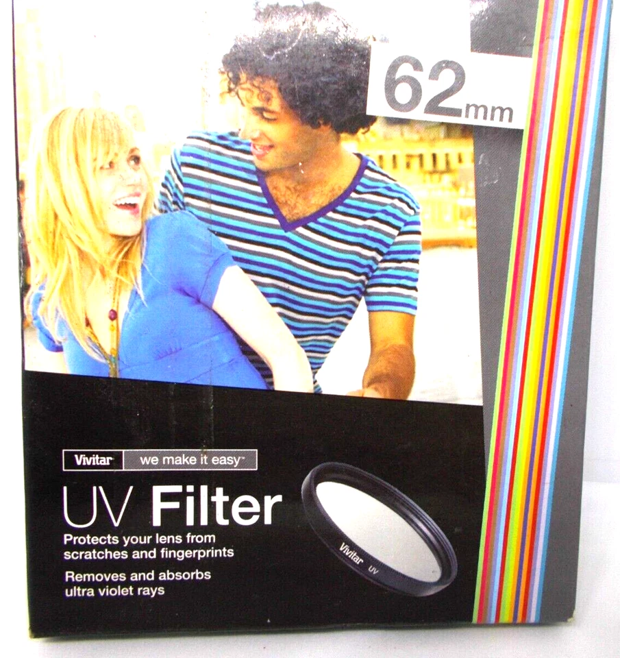 Vivitar UV-62 62 mm Filter new in box, sealed, damaged box - Image 1 of 2