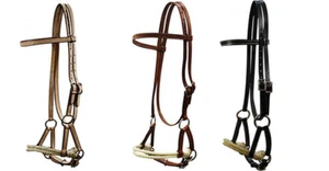 SIDEPULL Double Stitched Leather with DOUBLE ROPE NOSE Horse Size - Picture 1 of 4