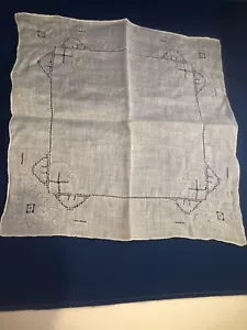 Fazzoletto donna 10 1/2" ricamato fiori orlo ritagliato bordo dritto vintage - Foto 1 di 5