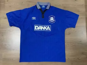 EVERTON F.C. ENGLAND 1995/1997 HOME FOOTBALL SHIRT JERSEY VINTAGE SIZE XL UMBRO - Picture 1 of 8
