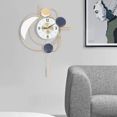 Modern Hanging Wall Clock Golden Swing Wall Clock Pendulum Clock Living Room New - Image 1 of 4